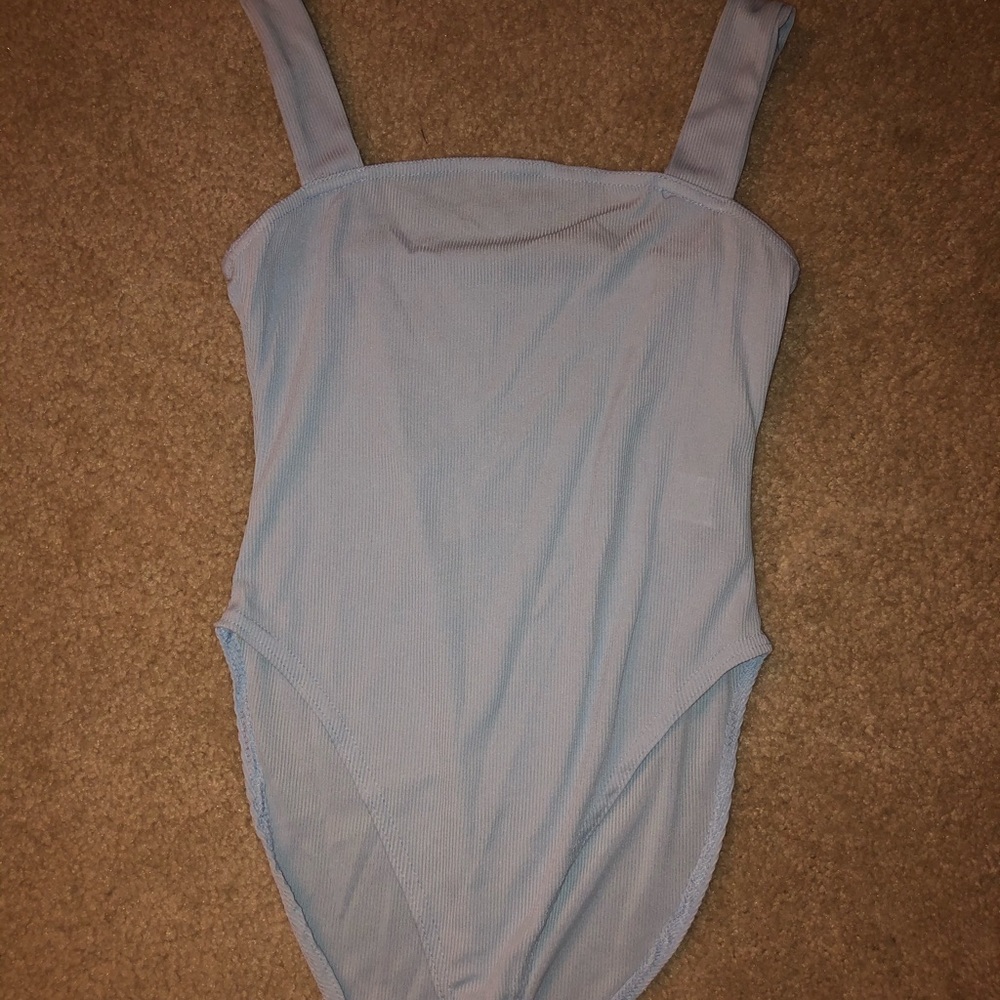 blue body suit